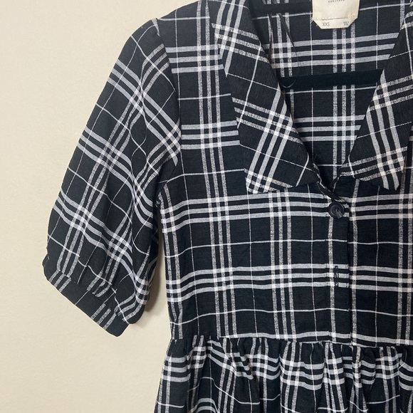 Harper Heritage Plaid  Black & White Short Mini Dress Button Up XXS Fall - Picture 3 of 5